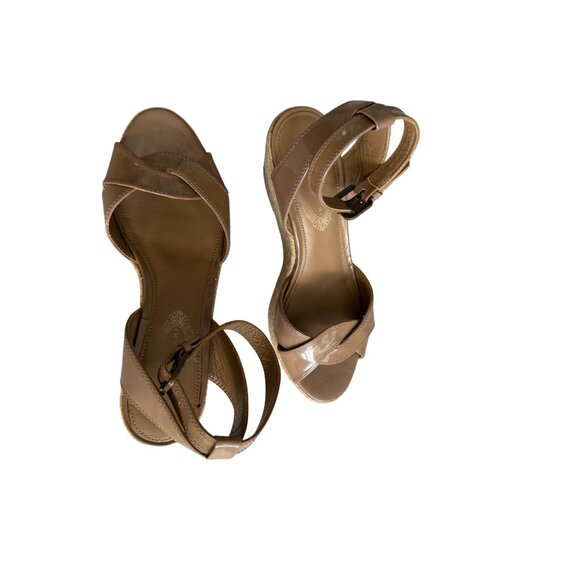 ELIE TAHARI Tan Patent Leather Espadrilles Wedges Size 37 / US 7 - Picture 10 of 11